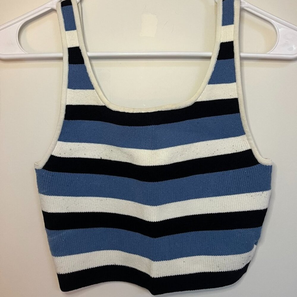 Aritzia Babaton Squareneck Knit Striped Cropped Tank XS